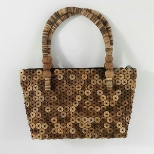 NWOT Coconut Button Beaded Bag #B10